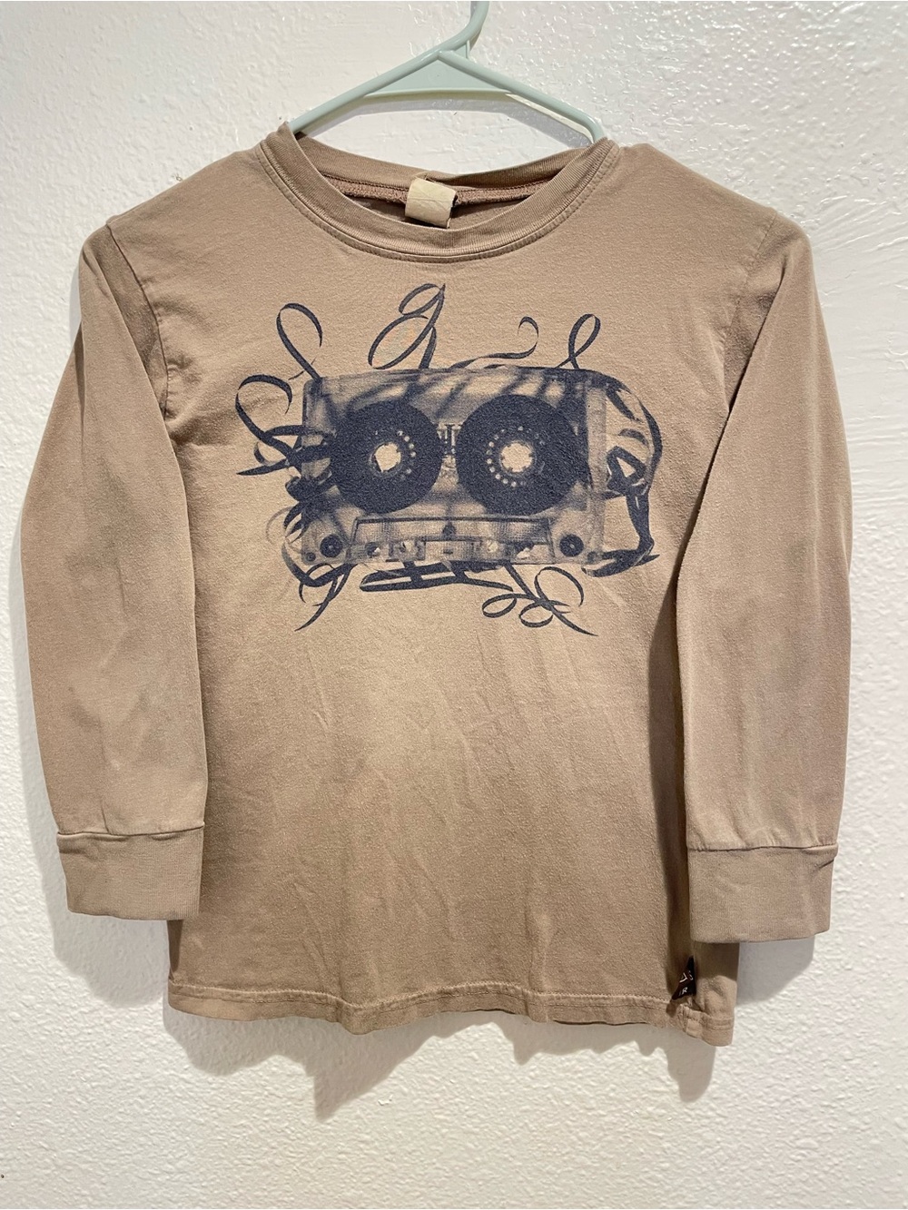 VTG 90s Y2K Charlie Rocket Long Sleeve Cassette Mixtape Graphic Tee Kids Sz 6